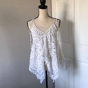 WOMEN White Crochet V- Neck Beach Top